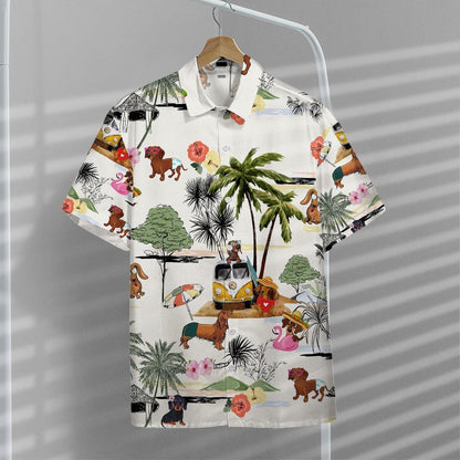 Summer And Dachshund Nice Ornamental Hawaiian Shirt, Hawaiian Shirt Gift, Christmas Gift