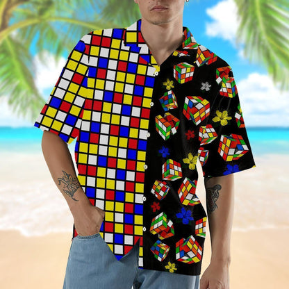 Game Rubik Artistic Background Design Hawaiian Shirt,Hawaiian Shirt Gift, Christmas Gift