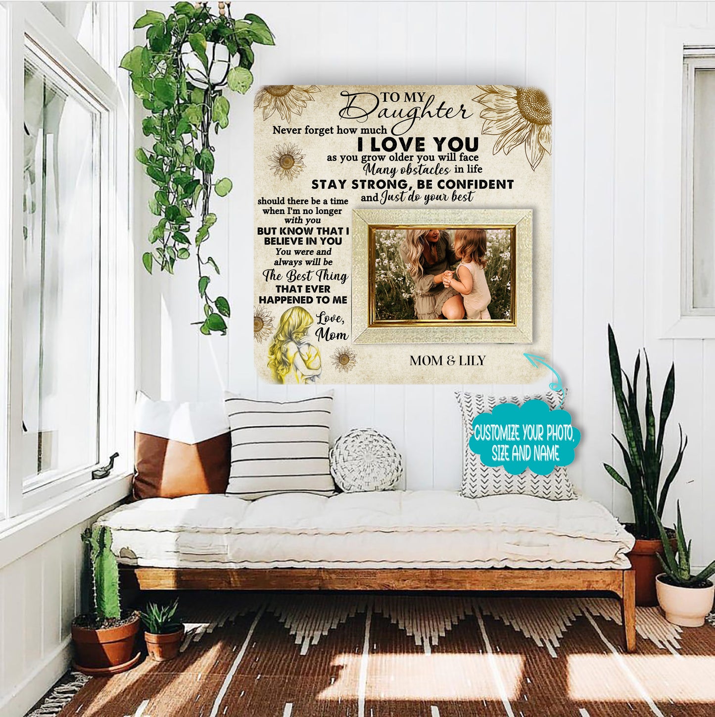 To my daughter never forget how much i love you Picture Frame For Family Mother's Day Father's Day