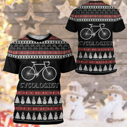 3D Hässlicher Weihnachts-Cycologist-Hoodie mit Aufschrift „Cycologist“