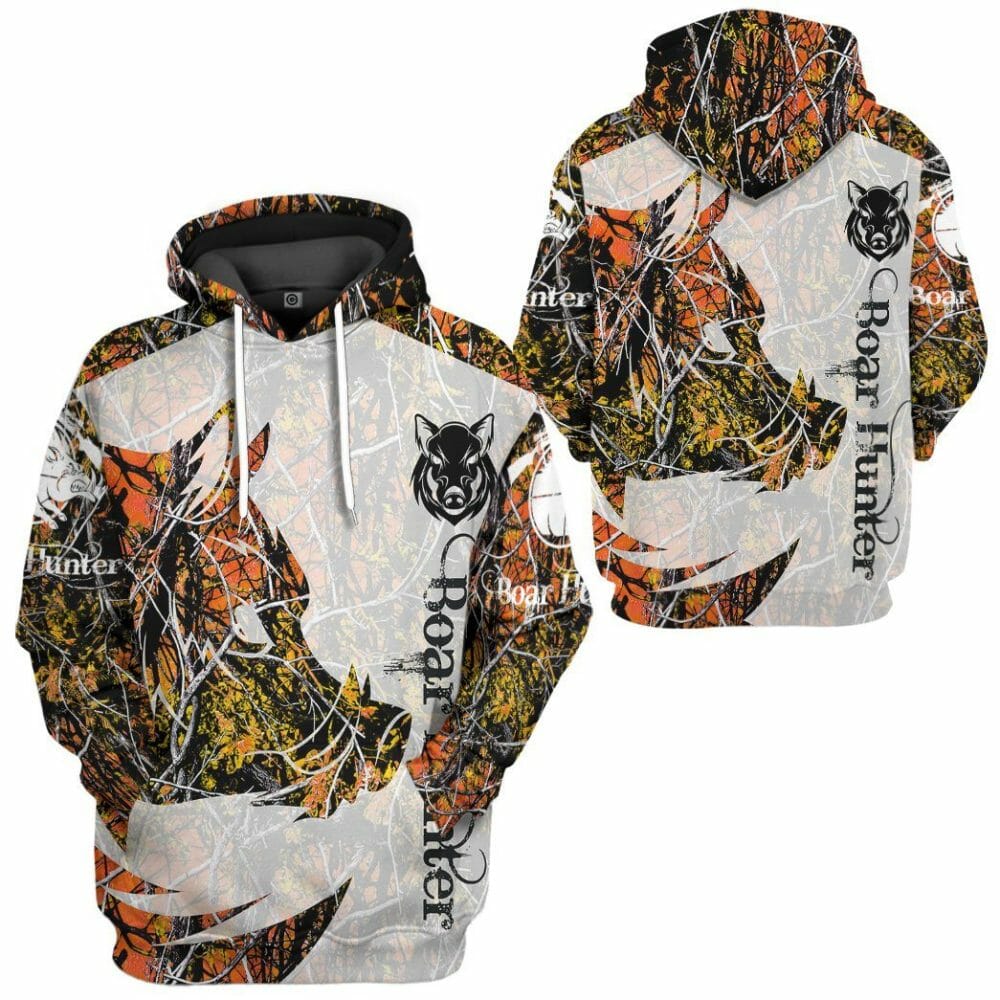 3D Wildschwein Jäger Orange Custom T-Shirt Hoodie Bekleidung