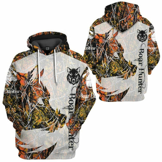 3D Wildschwein Jäger Orange Custom T-Shirt Hoodie Bekleidung