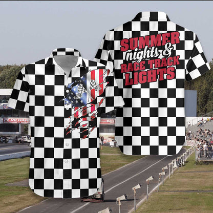 Excellent Summer Nights And Race Track Lights Hawaiian Shirt, Hawaiian Shirt Gift, Christmas Gift