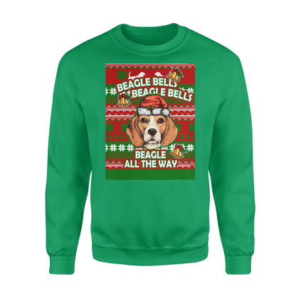 Beagle dog beagle all the way funny sweatshirt gifts christmas ugly sweater for men and women