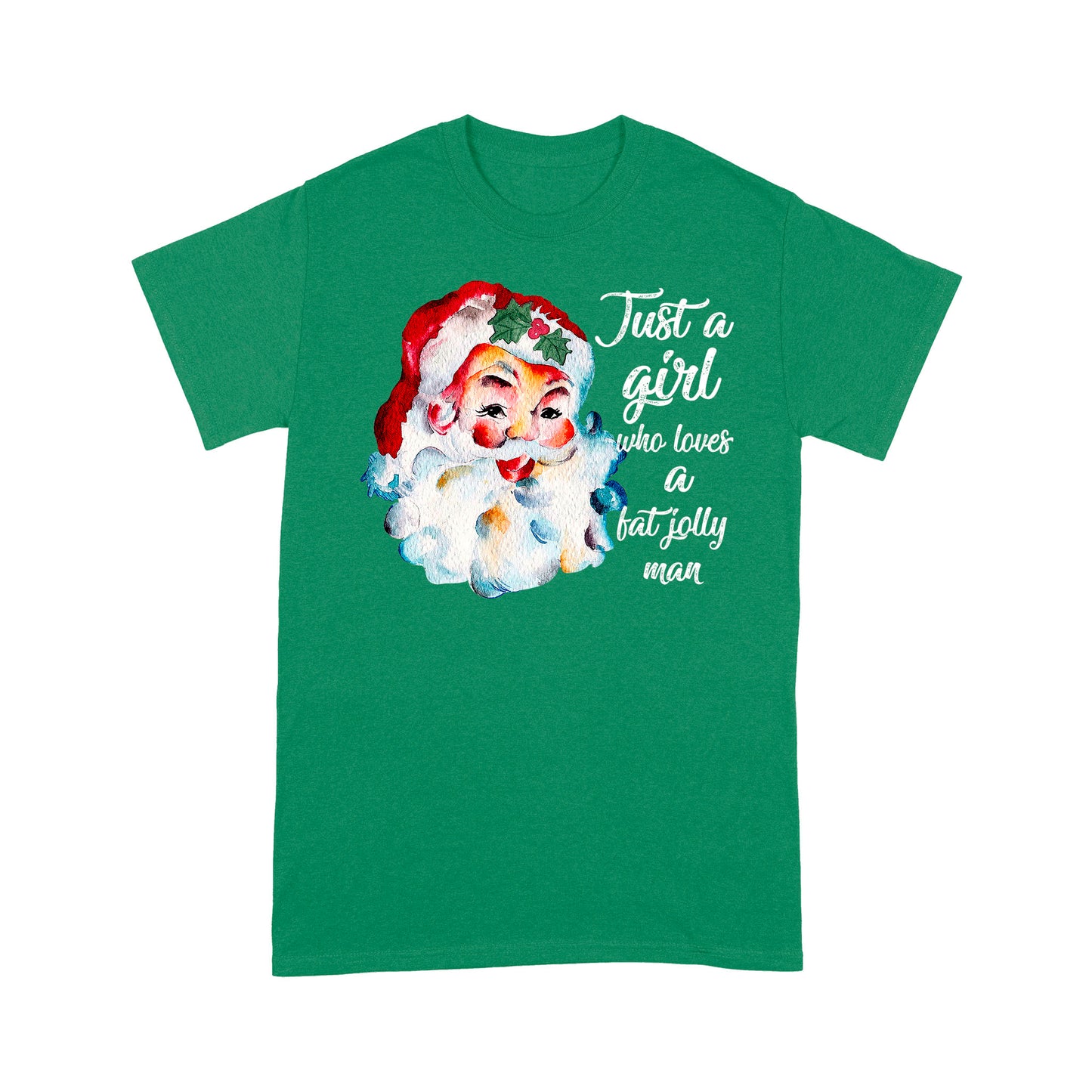 Just A Girl Who Loves A Jolly Fat Man Lustiges Weihnachts-T-Shirt mit Weihnachtsmann-Motiv, Geschenk für Weihnachten