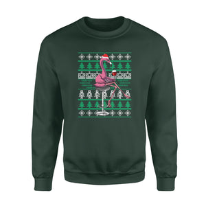 Wine drinking flamingo christmas funny sweatshirt gifts christmas ugly sweater for men and women