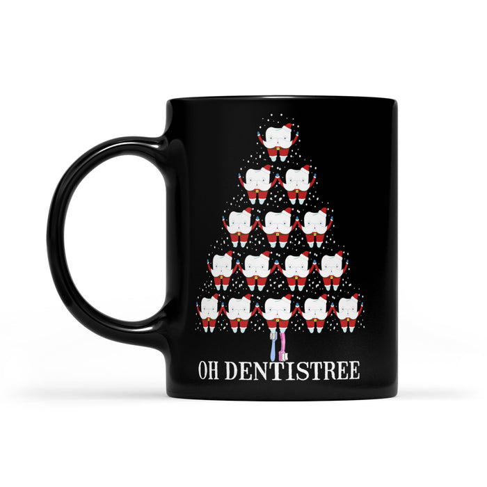 Oh Dentistree Funny Merry Christmas Dentist  Black Mug Gift For Christmas