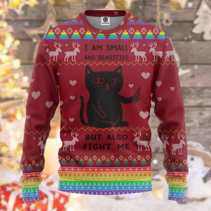 3D Ugly Christmas Ich bin klein und empfindlich, aber kämpfe auch gegen mich Custom Hoodie Bekleidung