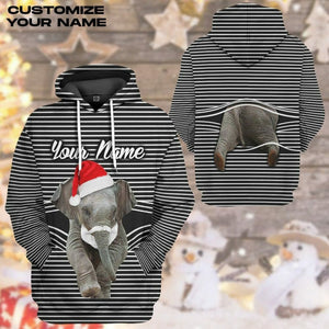 3D Elephant Christmas Custom Tshirt Hoodie Apparel