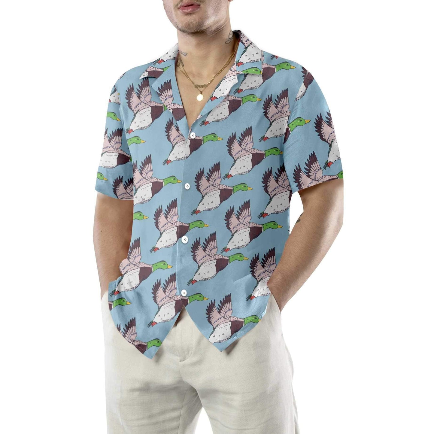 Flying Ducks Time Of Hunting Design Hawaiian Shirt,Hawaiian Shirt Gift, Christmas Gift
