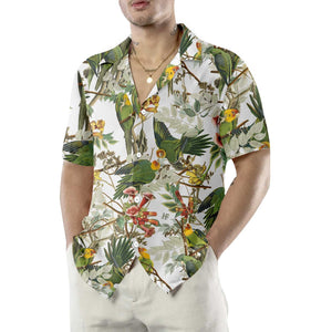 Audubon Carolina Parrot On White Design Hawaiian Shirt, Hawaiian For Gift