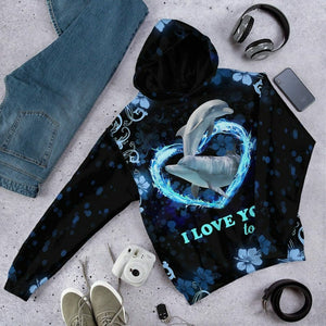 3D I Love You Couple Dolphin Tshirt Hoodie Apparel