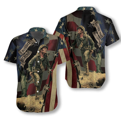 Memories Veteran Seamless Background Design Hawaiian Shirt,Hawaiian Shirt Gift, Christmas Gift