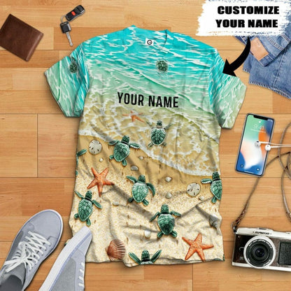 3D Sea Turtle Custom Name Tshirt Hoodie Apparel