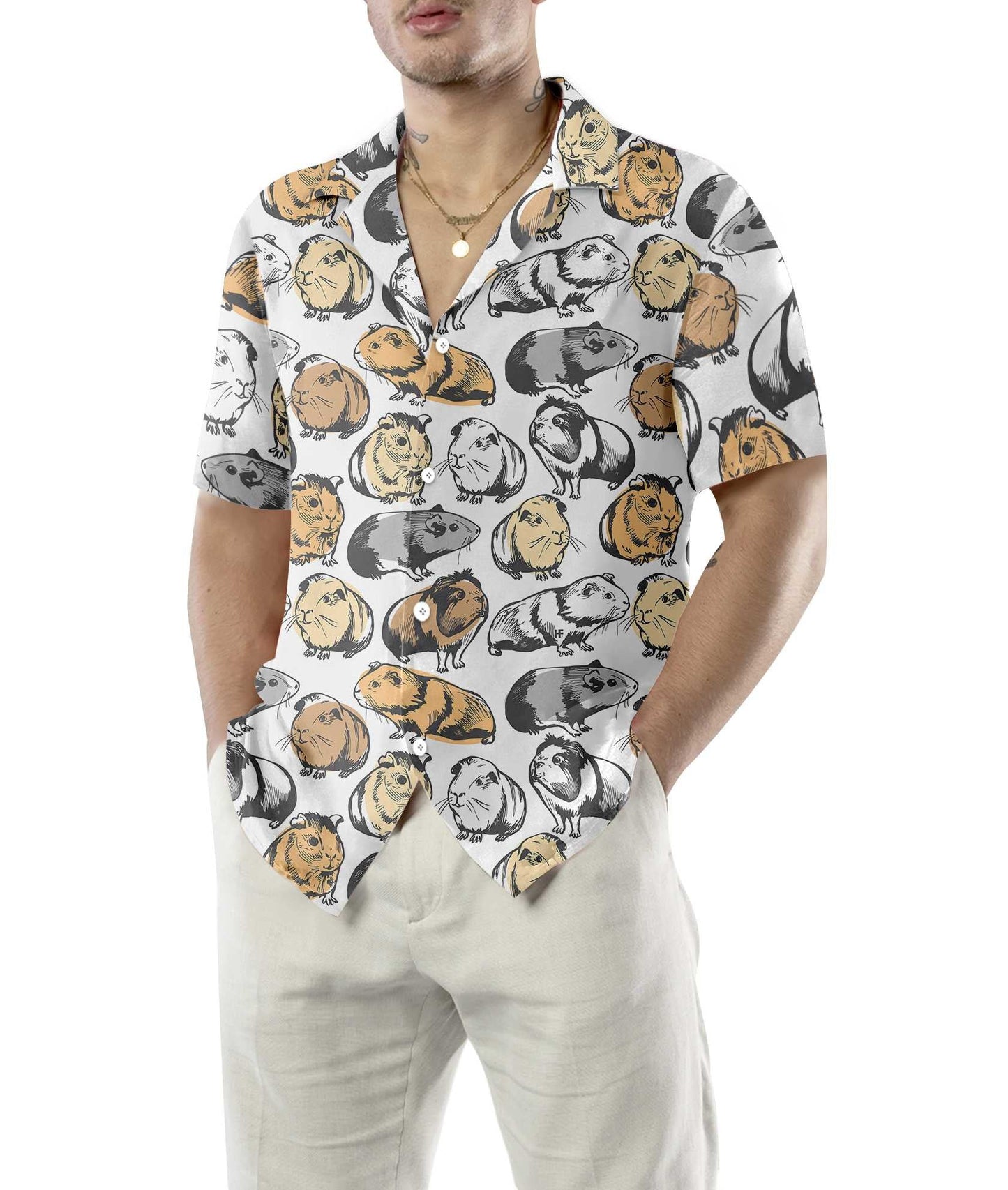 Classic Guinea Pig Seamless Design Hawaiian Shirt, Hawaiian For Gift