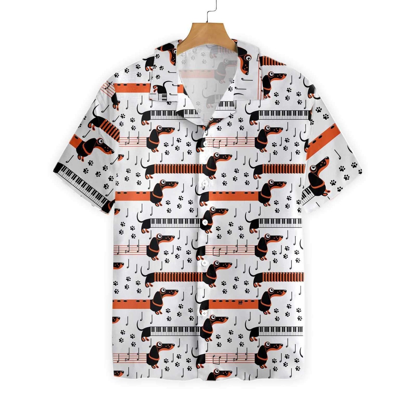 Funny Piano Dachshund Dog Design Hawaiian Shirt,Hawaiian Shirt Gift, Christmas Gift
