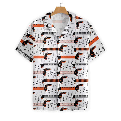 Funny Piano Dachshund Dog Design Hawaiian Shirt,Hawaiian Shirt Gift, Christmas Gift