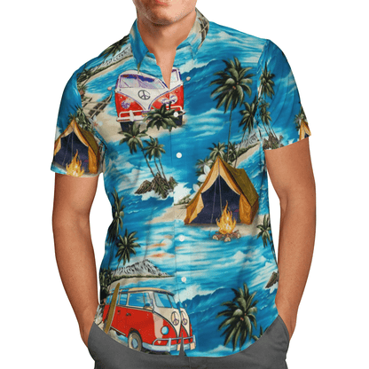 Camping Design Happy Moment At Beautiful Beach Hawaiian Shirt, Hawaiian Shirt Gift, Christmas Gift