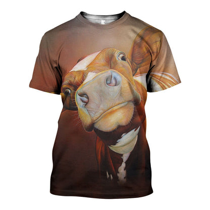 Brown Cow Face Pretty Ornamental Hawaiian Shirt, Hawaiian For Gift