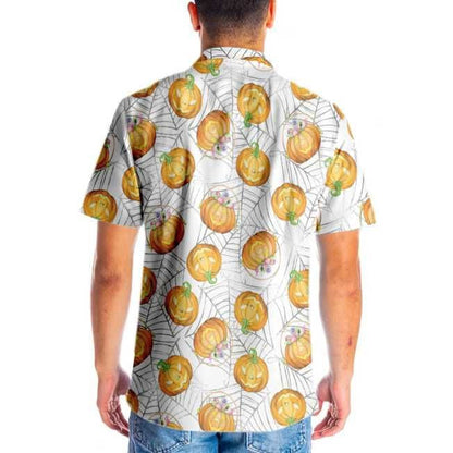 Halloween Pumpkin Candy On Spider Web Dramatic Hawaiian Shirt, Hawaiian Shirt Gift, Christmas Gift