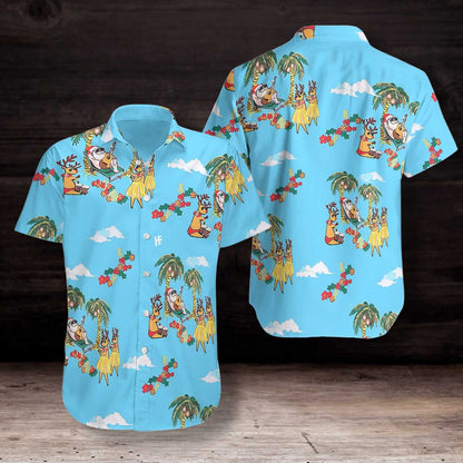 Frohe Weihnachten, Weihnachtsmann auf himmelblauem Musterdesign, Hawaiihemd, Hawaiihemd-Geschenk, Weihnachtsgeschenk.