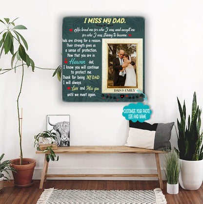 I miss you dad Remembrance Picture Frame or Memorial Gift Idea, Grandmother, Grandfather, Grandparents,