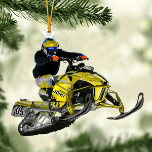 Personalized Snowmobile Rider Jumping Through Snow Christmas Ornament, Snowmobile Flat Acrylic Ornament,Christmas Gift,Christmas Decoration