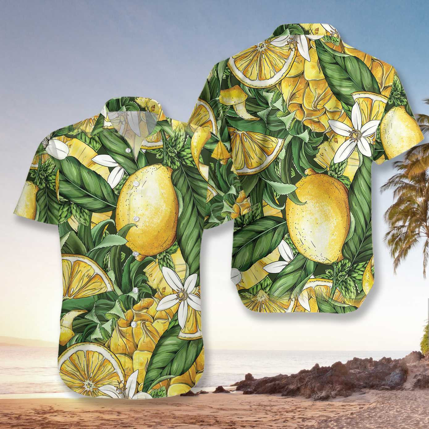 Spring Time Lemon And Pineapple Hawaiian Shirt, Hawaiian Shirt Gift, Christmas Gift