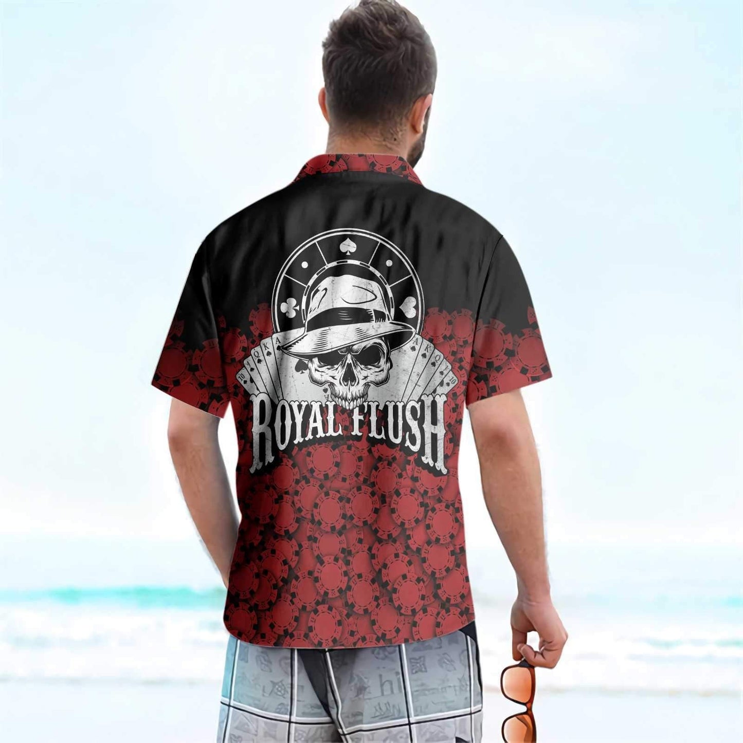 Poker Chip Maroon And Black Design Hawaiian Shirt,Hawaiian Shirt Gift, Christmas Gift