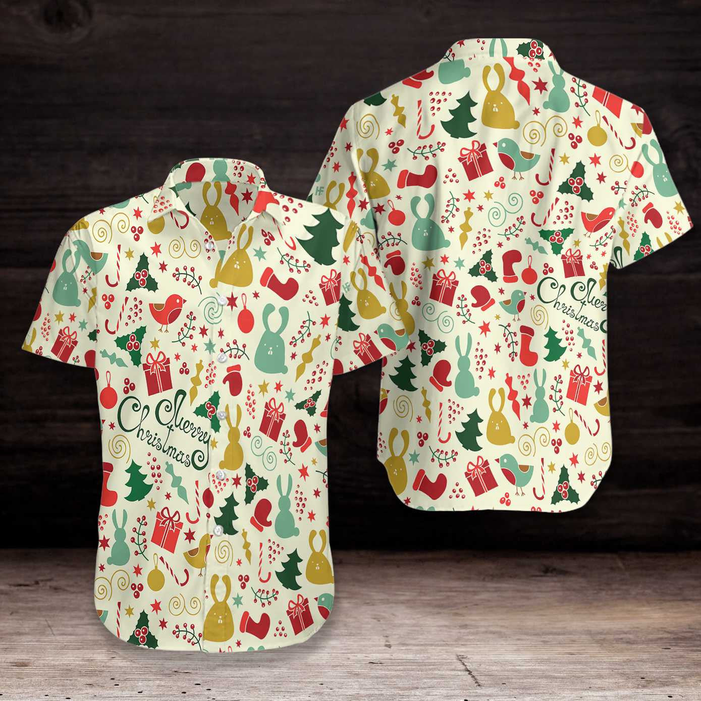 Frohe Weihnachten auf weißem Hintergrund Muster Hawaiihemd, Hawaiihemd, Weihnachtsgeschenk