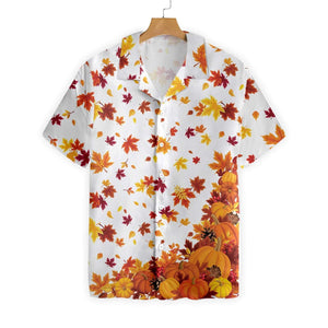 Wonderful Thanksgiving Pumpkins And Autumn Leaves Hawaiian Shirt, Hwaiian For Gift