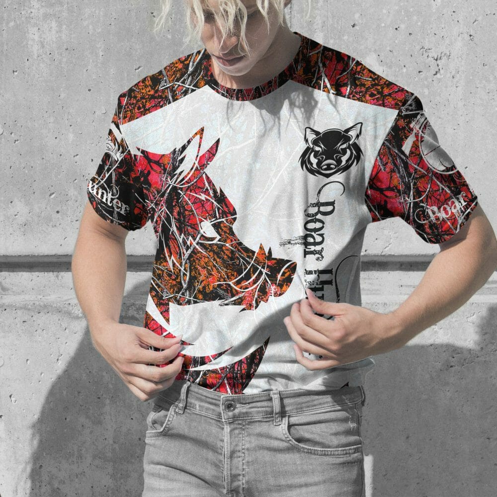 3D Wildschwein Jäger Rot Benutzerdefinierte T-shirt Hoodie Bekleidung