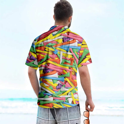 Modern Abstract Colorful Golf Tee Pattern Design Hawaiian Shirt, Hawaiian Shirt Gift, Christmas Gift
