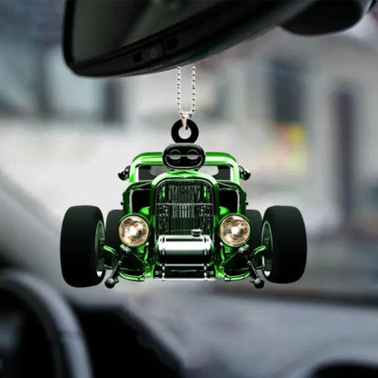 Personalized Hot Rod Chop Shop Flat Acrylic Car Hanging Ornament, Hot Rod Ornament For Auto, Christmas Decoration