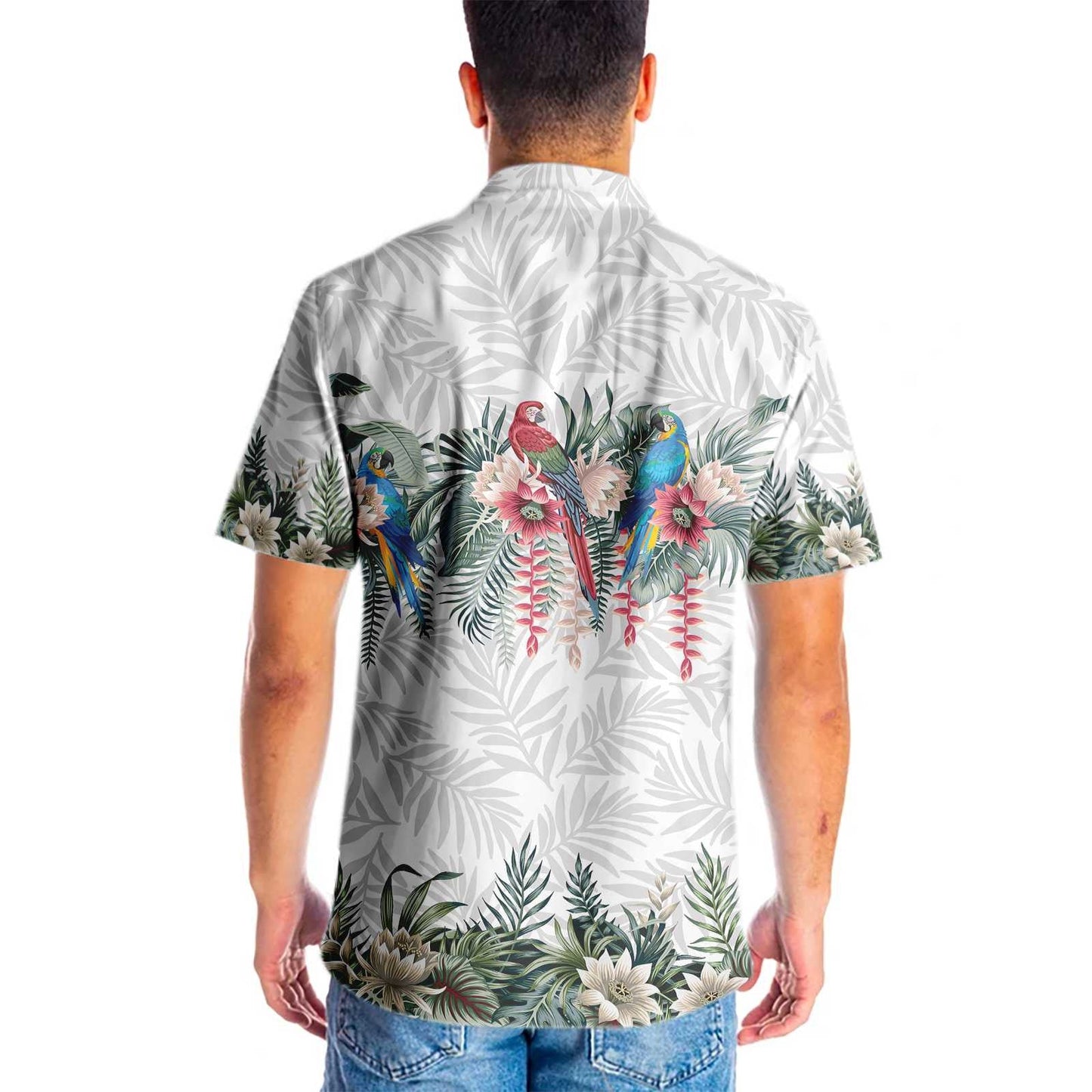 Vintage Botanical Lotus And Macaw Parrot Design Hawaiian Shirt, Hawaiian Shirt Gift, Christmas Gift