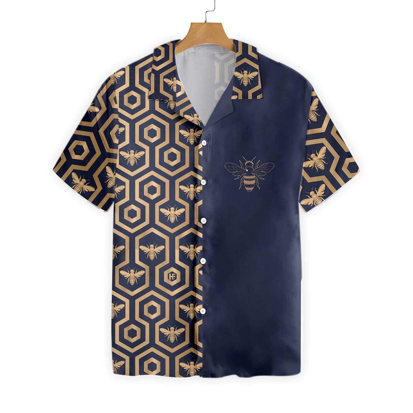 Classic Bee Hive Hexagon Design Hawaiian Shirt, Hawaiian For Gift