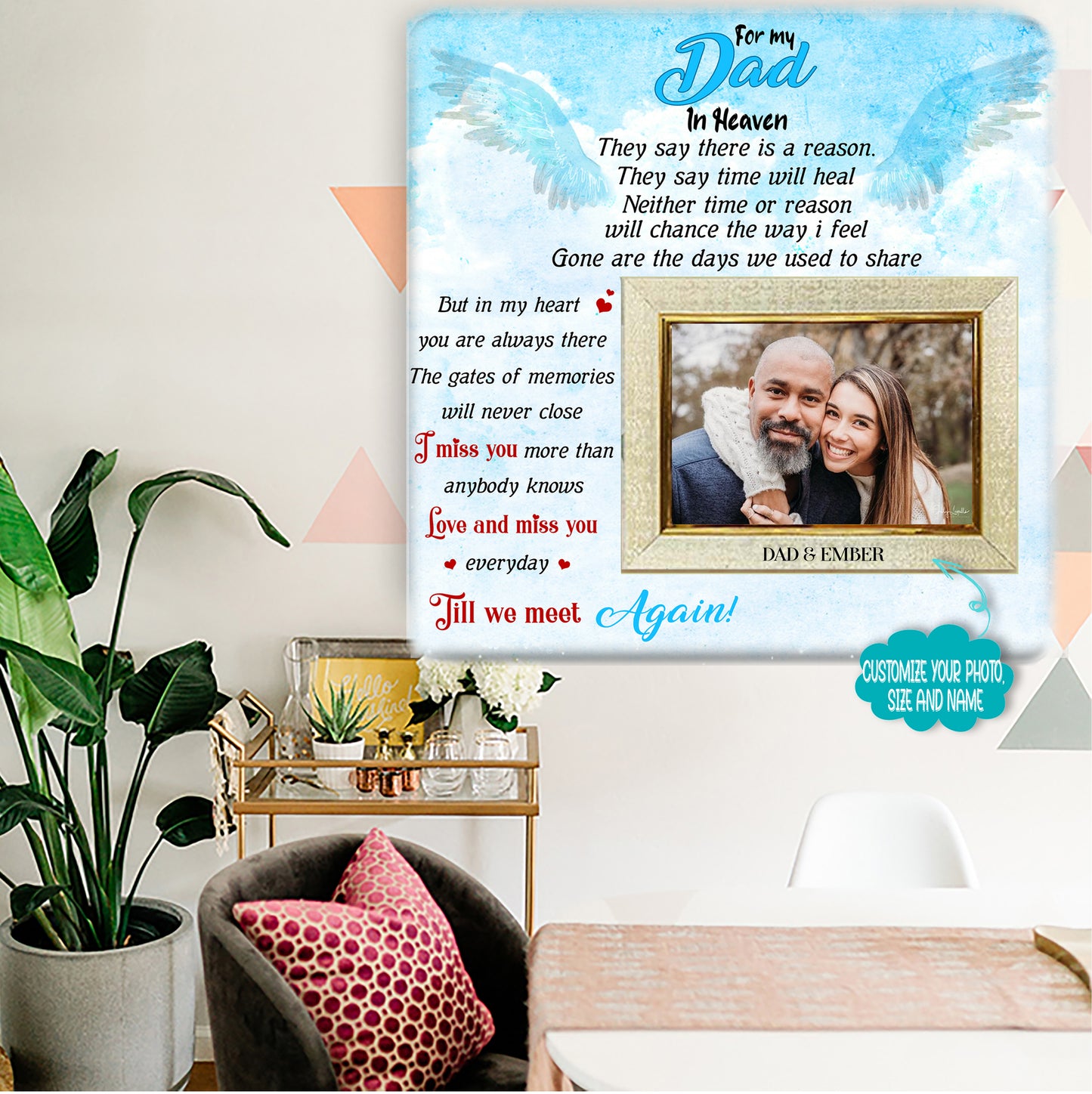 Memorial Picture Frame - Memorial Gifts - Sympathy Gifts Large Picture Frames - Loss of Father Gift - Loss of a Mother Sympathy Gifts For My dad in heaven