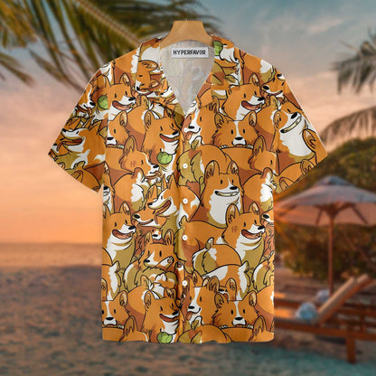 Domestic Pet The Corgi Friends Hawaiian Shirt, Hawaiian Shirt Gift, Christmas Gift