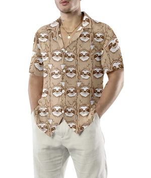 Animal World Cute Sloth Seamless Design Hawaiian Shirt, Hawaiian For Gift