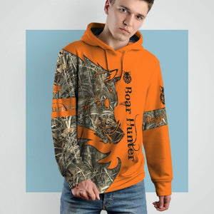 3D Orange Boar Hunter Custom Tshirt Hoodie Apparel