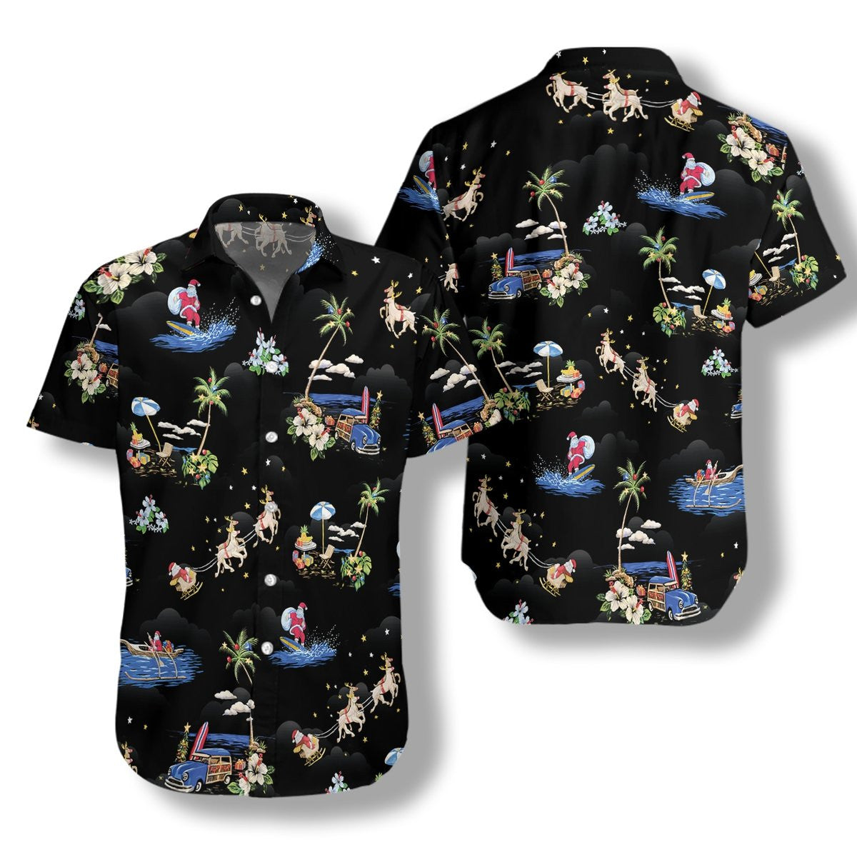 Merry Christmas Santa Claus Seamless Background Design Hawaiian Shirt, Hawaiian Shirt Gift, Christmas Gift