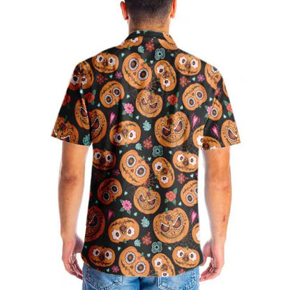 Smiling Pumpkin Flower Halloween Theme Hawaiian Shirt,Hawaiian Shirt Gift, Christmas Gift