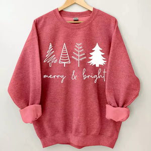 Merry & Bright Christmas Trees Sweatshirt, Christmas Shirt, Christmas Sweatshirt Cute, Christmas Winter Sweatshirt