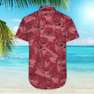 Arkansas Razorbacks Hawaiian Aloha Shirt Hawaiian Shorts Beach Short Shirt, Hawaiian Shirt Gift, Christmas Gift