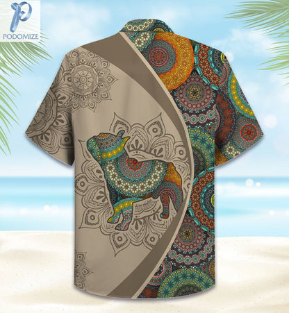 Brown French Bulldog Mandala Pattern Hawaiian Shirt, Hawaiian For Gift