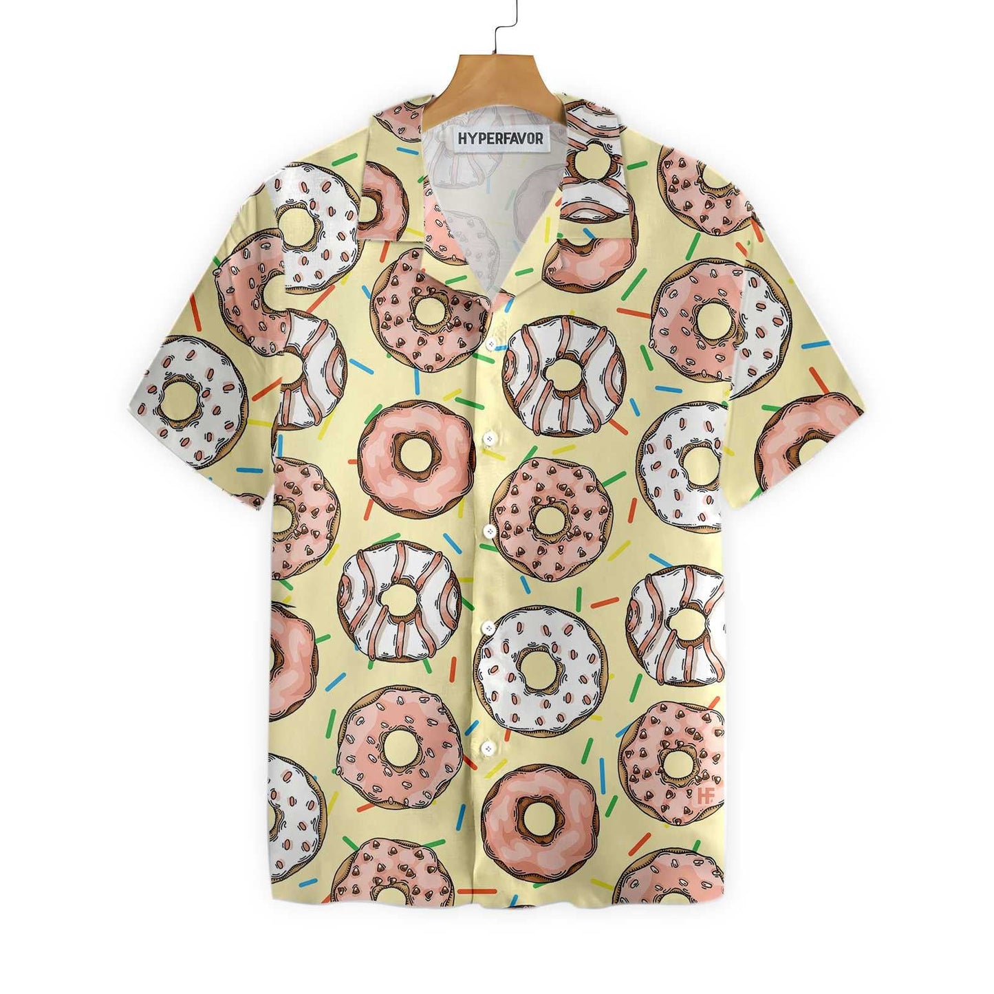 Donut Is My Life On Light Yellow Design Hawaiian Shirt, Hawaiian Shirt Gift, Christmas Gift