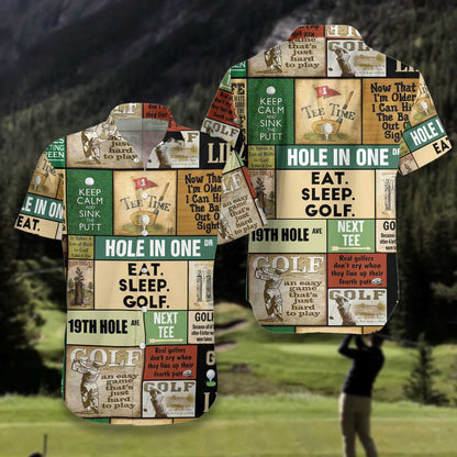Golf Vintage Pattern With Unique Order Design Hawaiian Shirt, Hawaiian Shirt Gift, Christmas Gift
