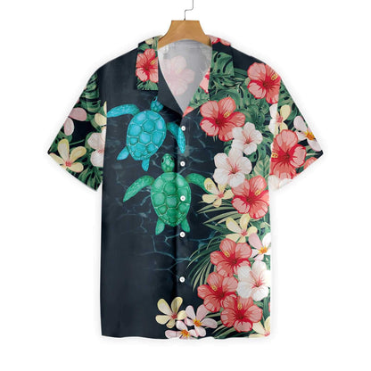 Cool Tropical Sea Turtle And Flower Hawaiian Shirt,Hawaiian Shirt Gift, Christmas Gift