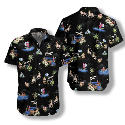 Frohe Weihnachten Weihnachtsmann nahtlose Hintergrund Design Hawaiian Shirt, Hawaiian Shirt Geschenk, Weihnachtsgeschenk