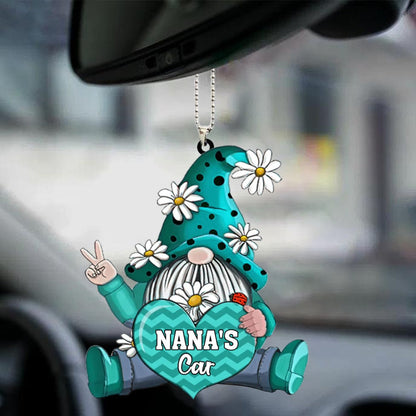 Personalized Shaped Car Acrylic Car Hanging Ornament Gnomes With Hearts Ornaments Interior Car, Christmas Decoration